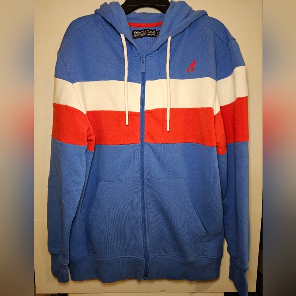 Kangol Blue and Red Zip Up Sweater with Sporty Color Block - Picture 1 of 7